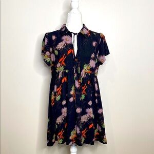 Urban Outfitters Black Dress with Orange and Purple Floral Design